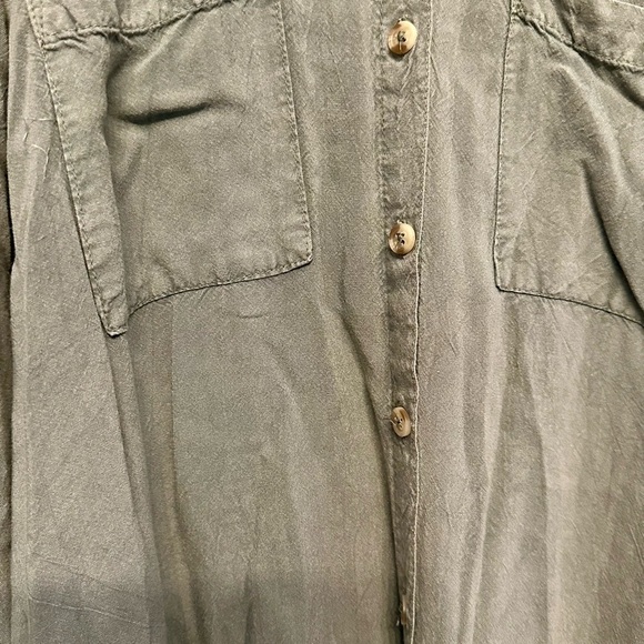 Mlle Gabrielle Olive Long Sleeve Shirt Dress Small - Picture 2 of 5